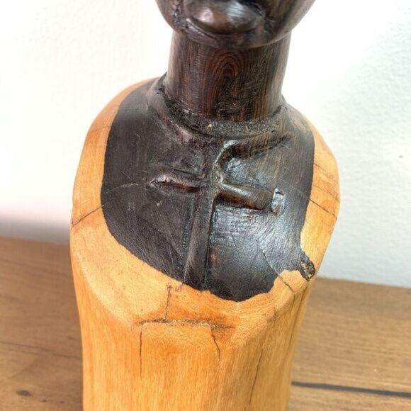Carved Old African Solid Wood Carving Female Bust Figure Art Artwork - Picture 3 of 10